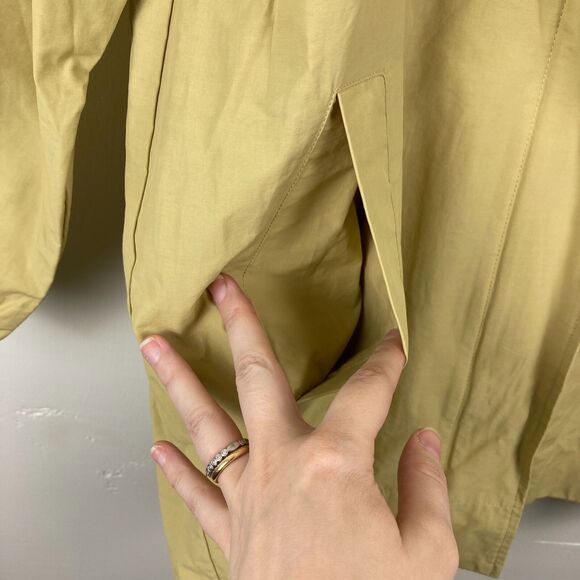 NWT Eileen Fisher Stand Collar Hidden Hood Cotton Blend Coat in Straw WMS XS - Picture 9 of 13